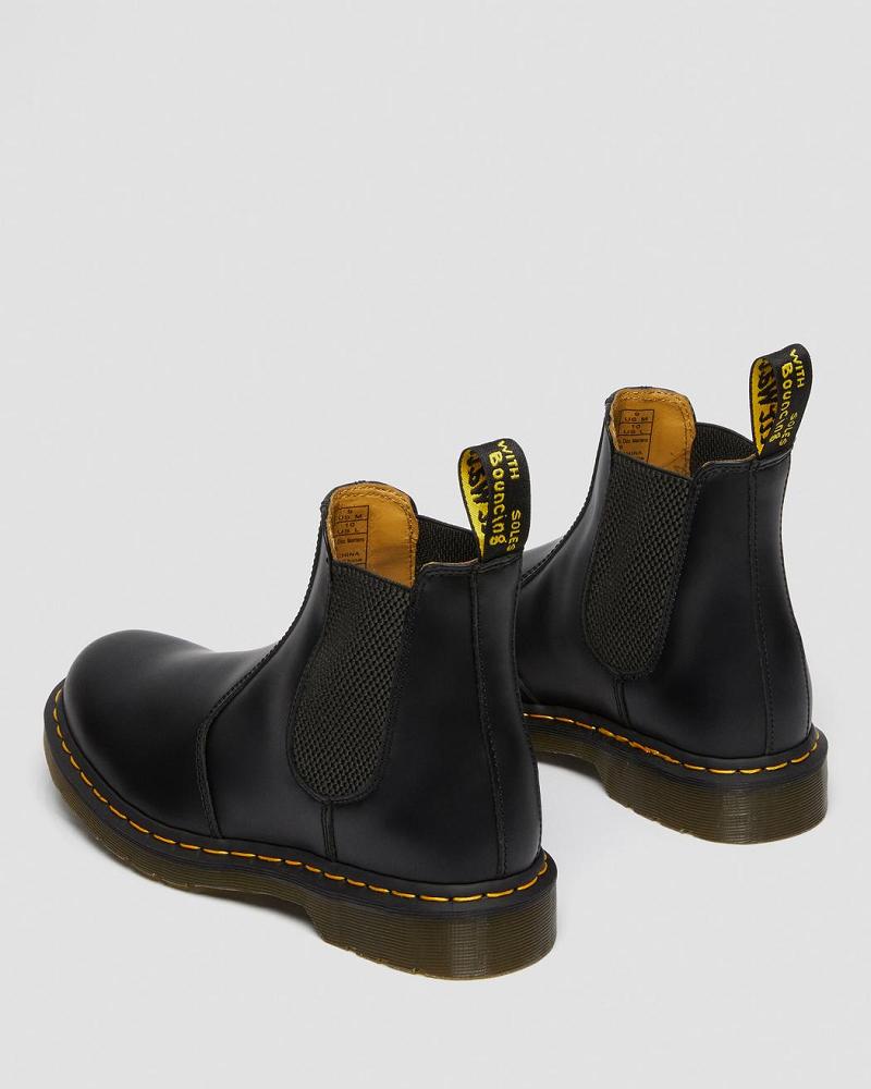 Women's Dr Martens 2976 Yellow Stitch Smooth Leather Chelsea Boots Black | AU 120VRW